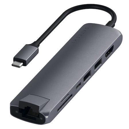 Satechi Usb C Slim Multi Port With Ethernet Adapter, Space Gray ST-UCSMA3M